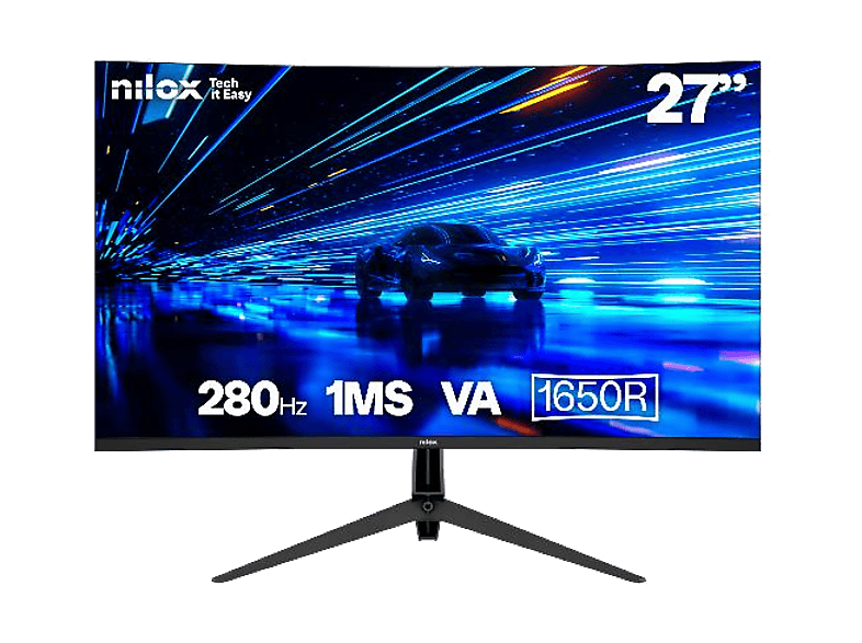 Nilox NXM27CV28001, 27  Full-HD, Curvo 1650R, 280 Hz, 1 ms, VA, G-Sync y FreeSync soportados, Negro