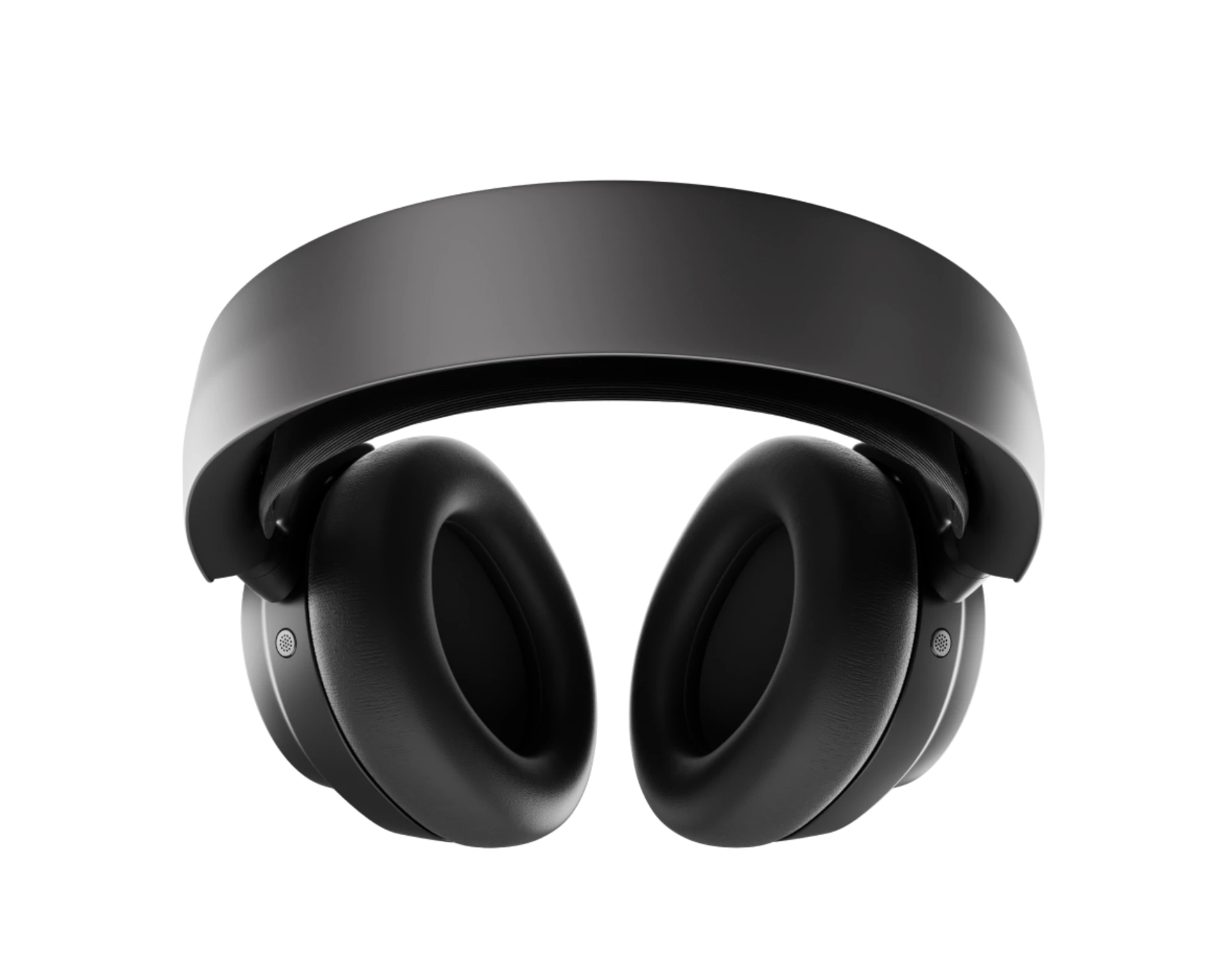 Auriculares negros circumaurales con almohadillas acolchadas, sobre fondo negro.