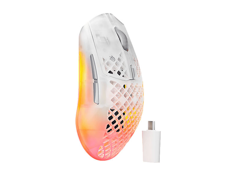 Ratón gaming - SteelSeries Aerox 3 Wireless Gen 2, Inalámbrico, 26000 dpi, 4K Fast, Sensor TrueMove 26K, Ultraligero, Fantasma