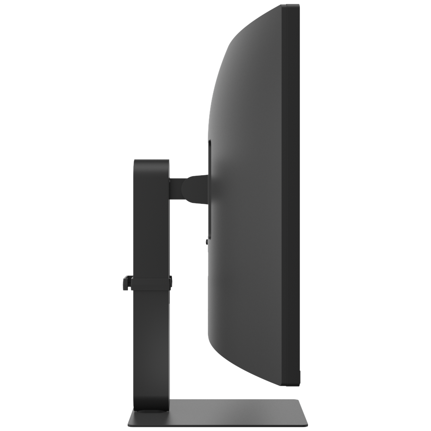 A black curved monitor is shown from the side on a white background.