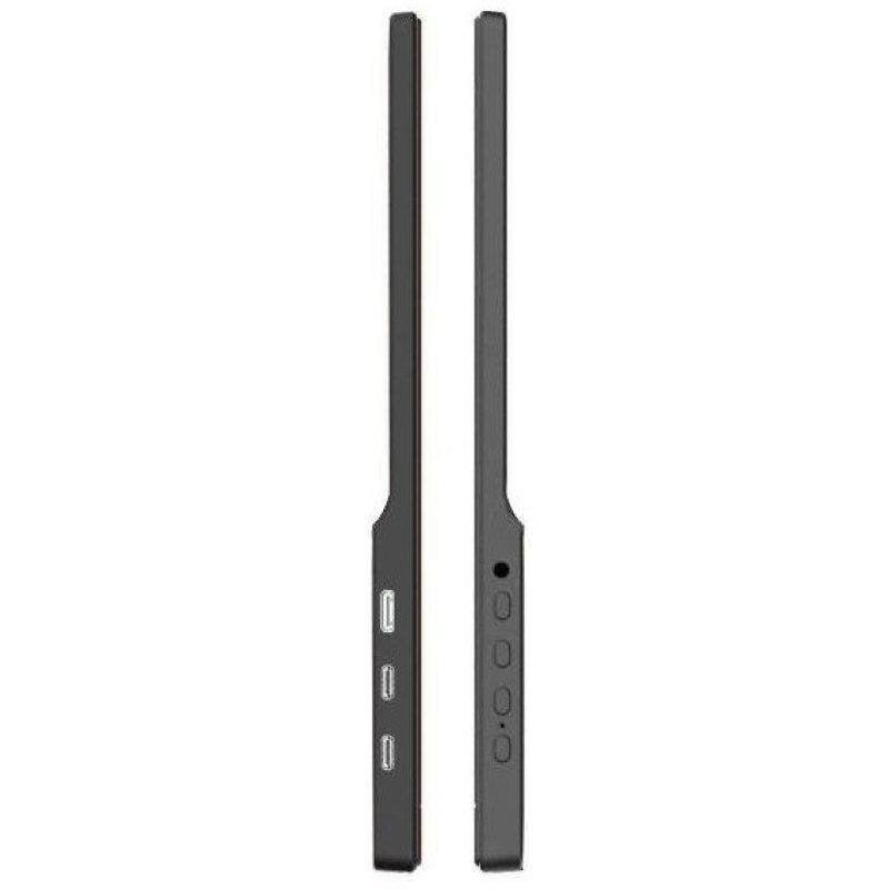 Dos dispositivos electrónicos negros y delgados uno al lado del otro mostrando puertos.