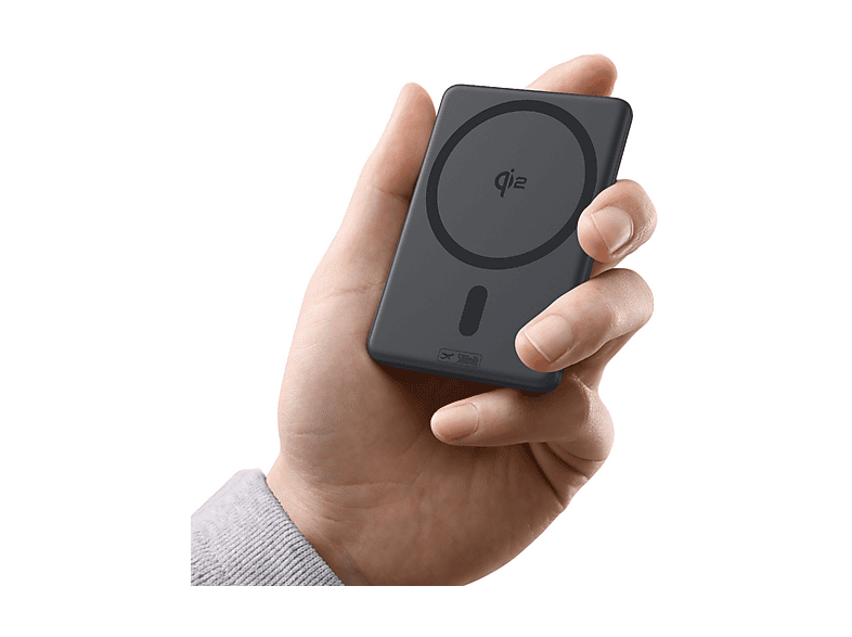 Powerbank - Baseus PicoGo Ultra-Mini Magnetic, 5000mAh, 20W, Carga ultrarrápida inalámbrica Qi2, USB-C, Con cable, Universal, Negro – imagen 3