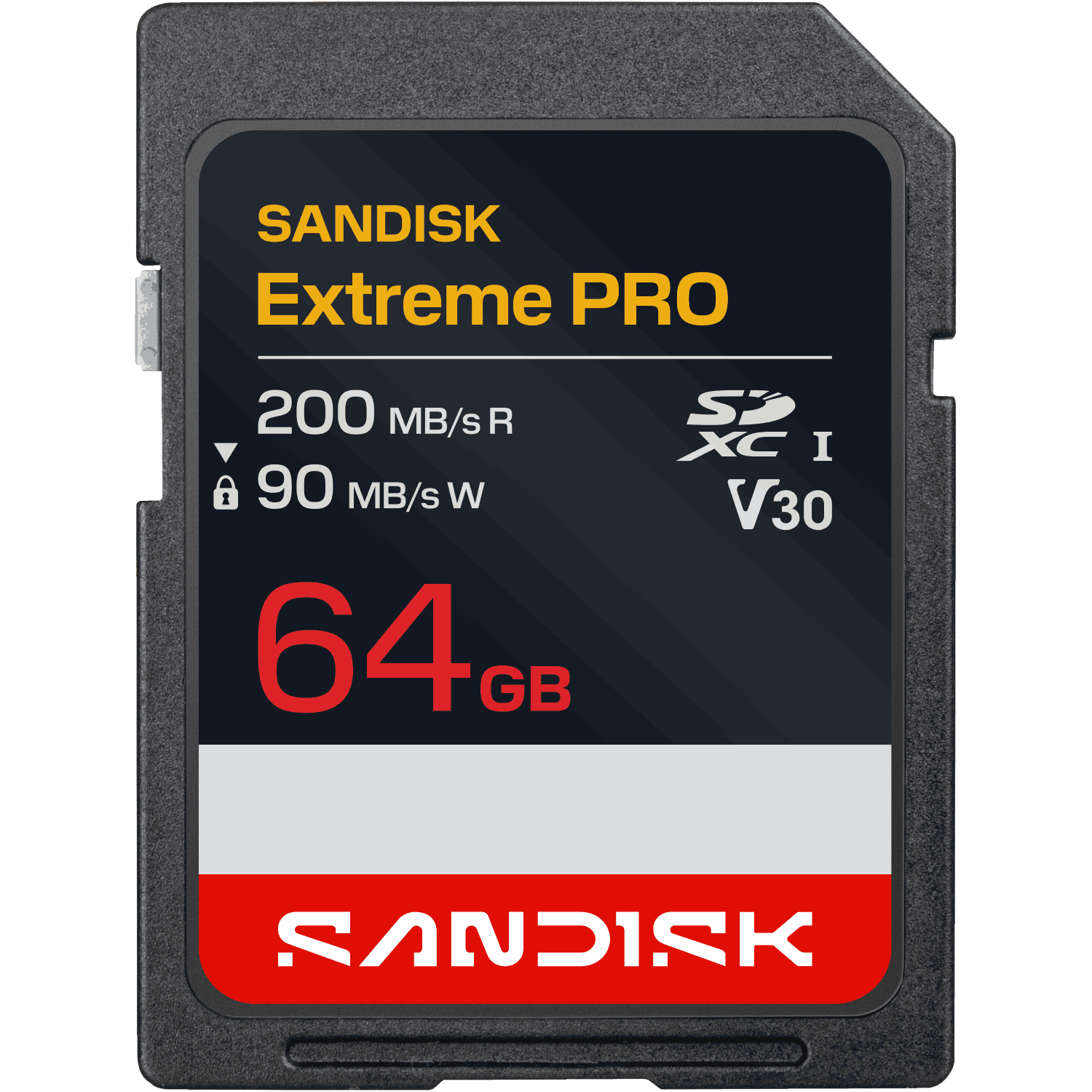 Tarjeta de memoria Sandisk Extreme PRO de 64GB con 200MB/s de lectura y 90MB/s de escritura.