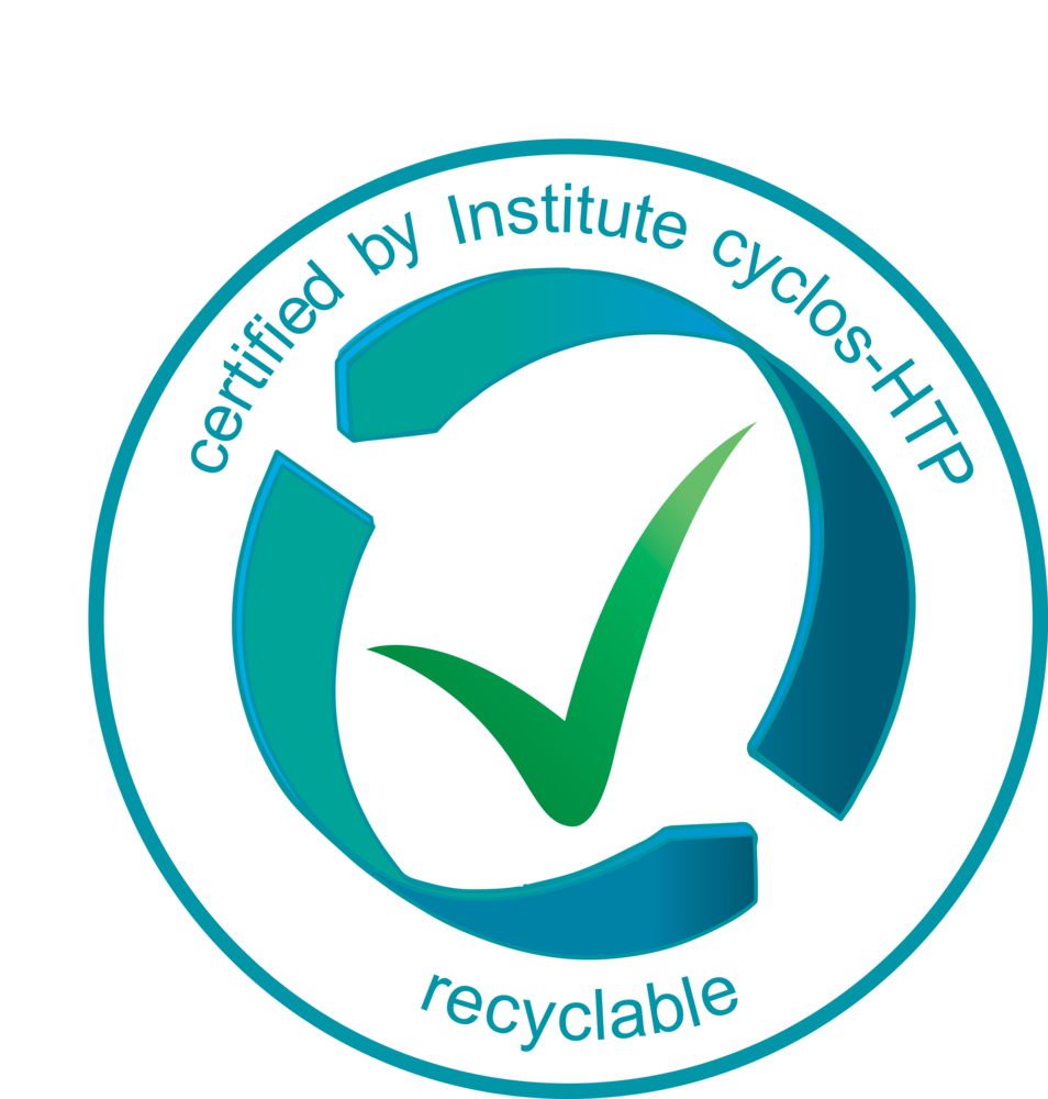 Zertifiziert durch Institut cyclos-HTP, recycelbar