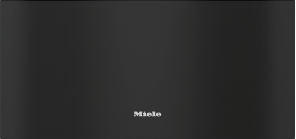 Ein dunkles, glattes Miele-Logo auf schwarzem Hintergrund.