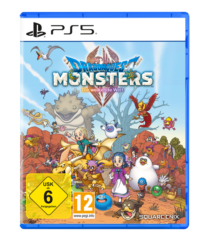 PS5-Spielhülle: Dragon Quest Monsters mit Charakteren und Monstern. USK 6, PEGI 12.