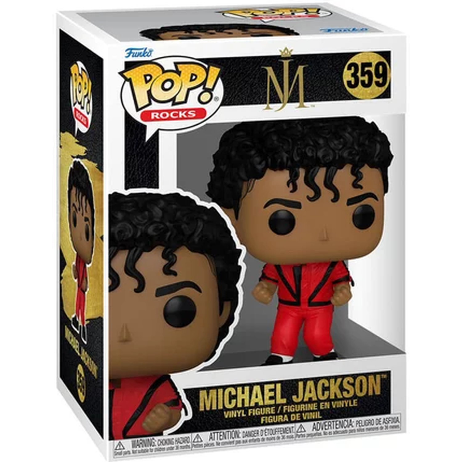 Funko Pop figure of Michael Jackson in red suit, number 359.