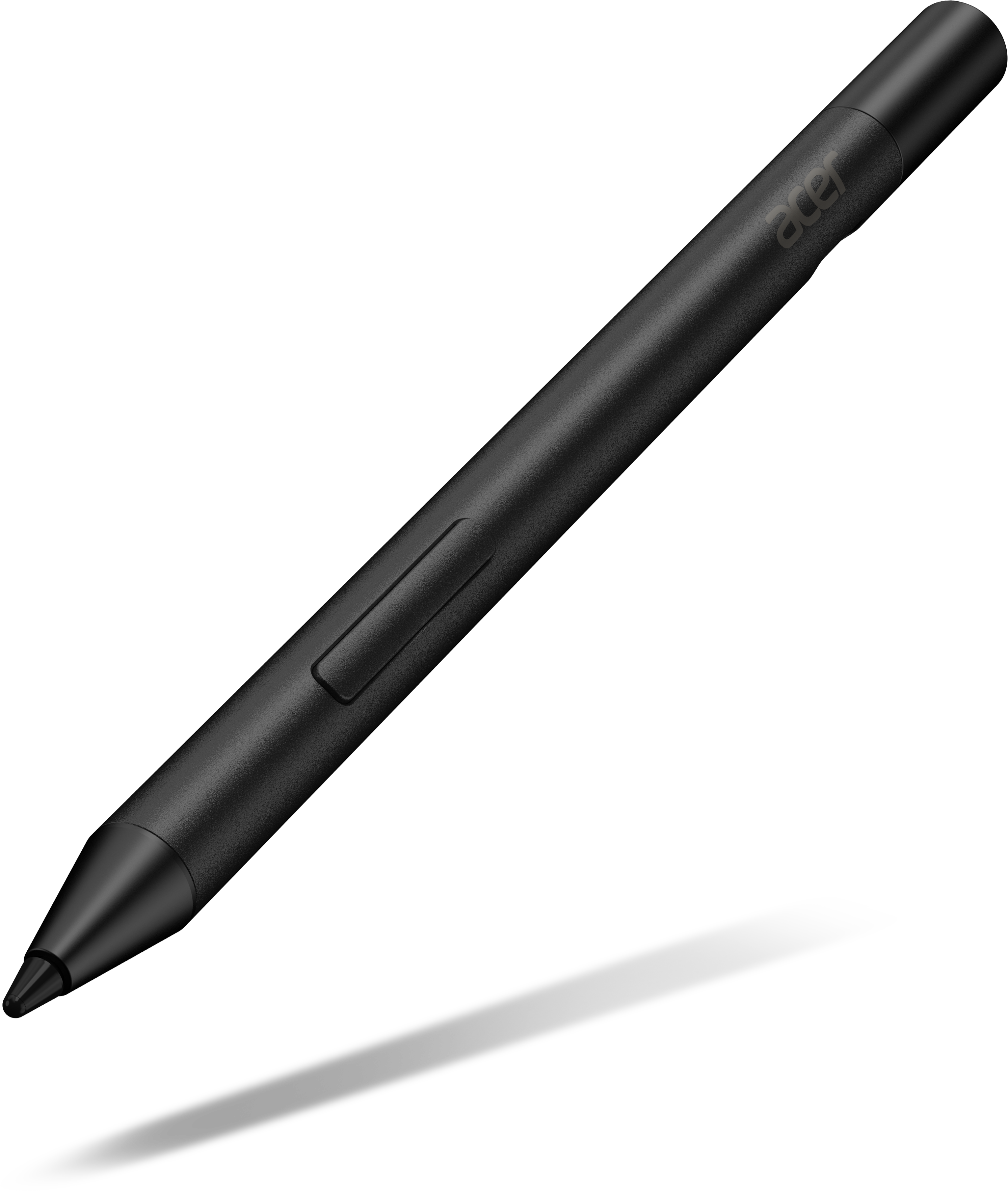 Schwarzer Acer Eingabestift mit matter Oberfläche und seitlichem Knopf.