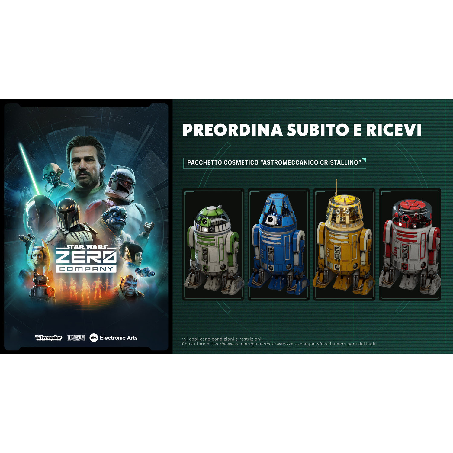 Copertina Star Wars Zero Company con personaggi e droidi. Bonus preordine.