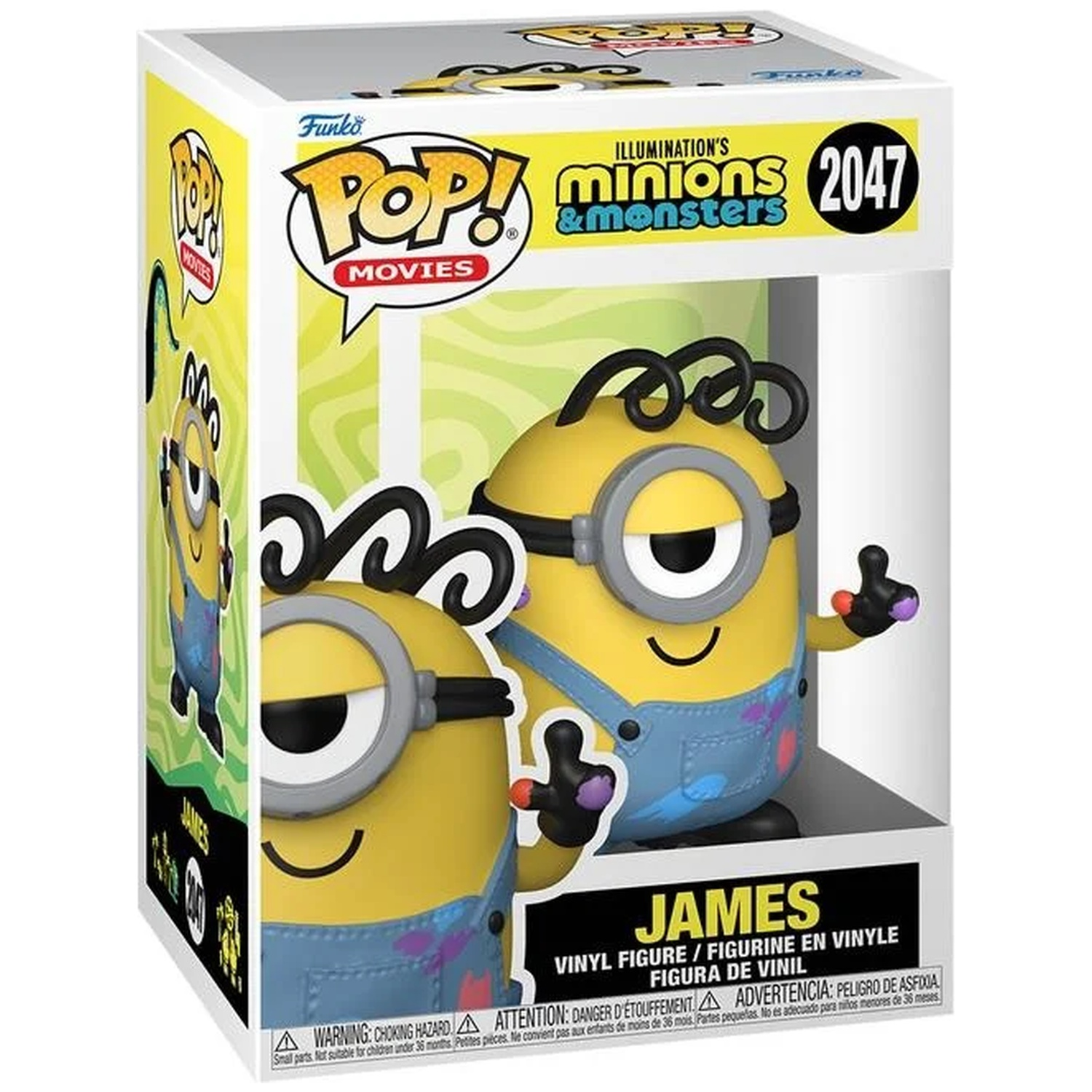 Funko Pop vinyl figuur van James van Minions & Monsters in de verpakking.