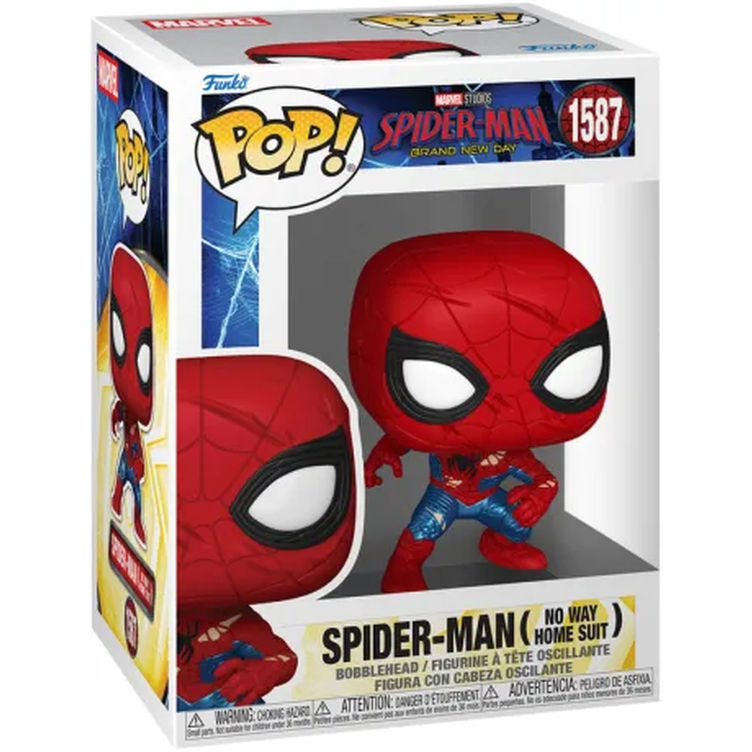 Funko Pop! figuur van Spider-Man in het No Way Home pak, nr. 1587.