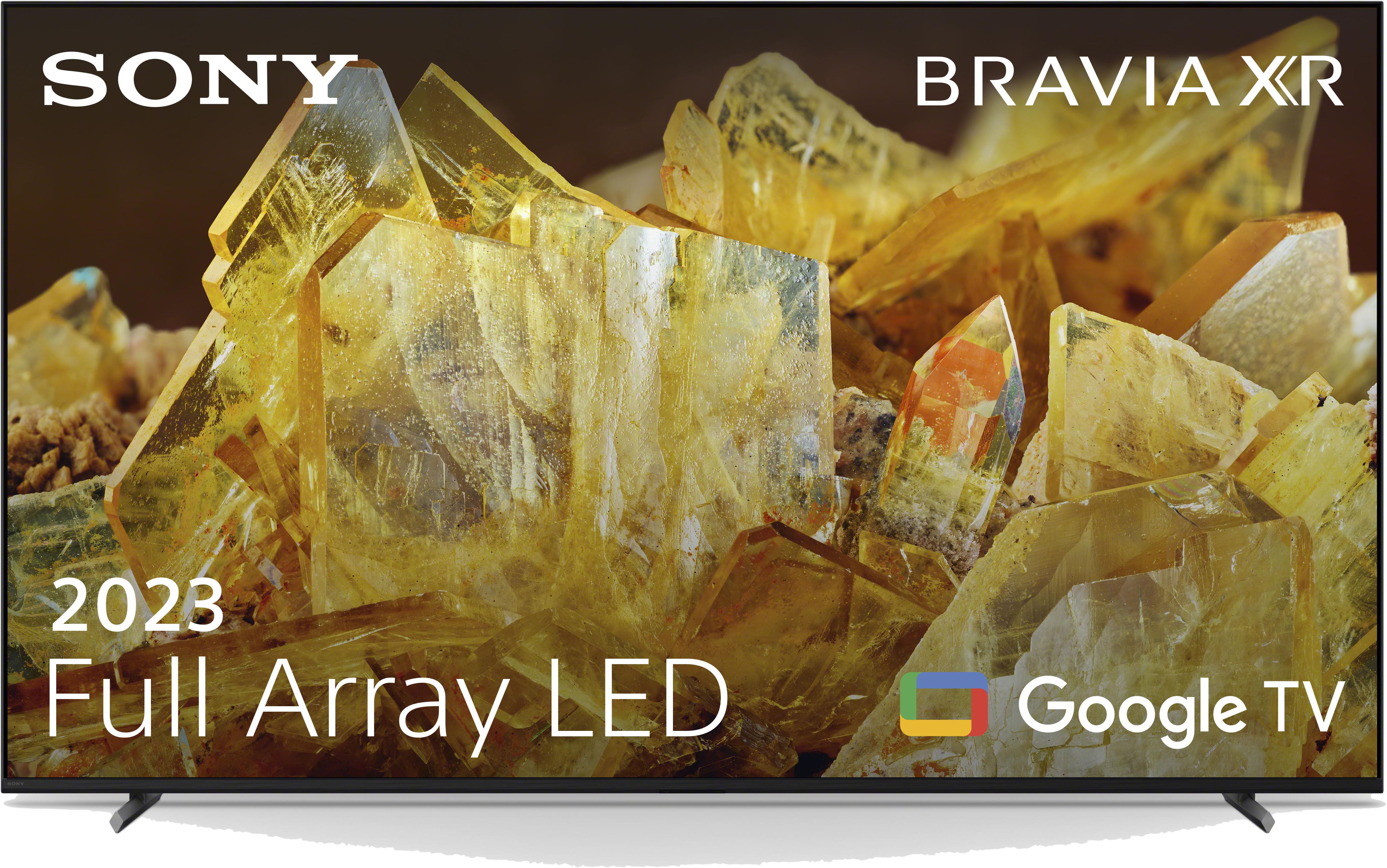 Sony Bravia XR 2023 Full Array LED TV Google TV-vel, sárga kristályokat mutat.