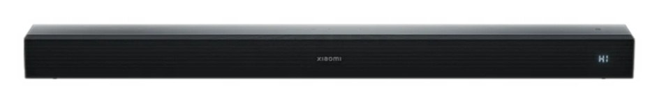 Czarny soundbar Xiaomi z srebrnymi akcentami i wyświetlaczem.