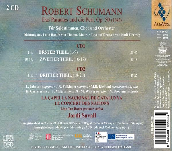 CD-Hülle mit Robert Schumanns 'Das Paradies und die Peri', Op. 50.