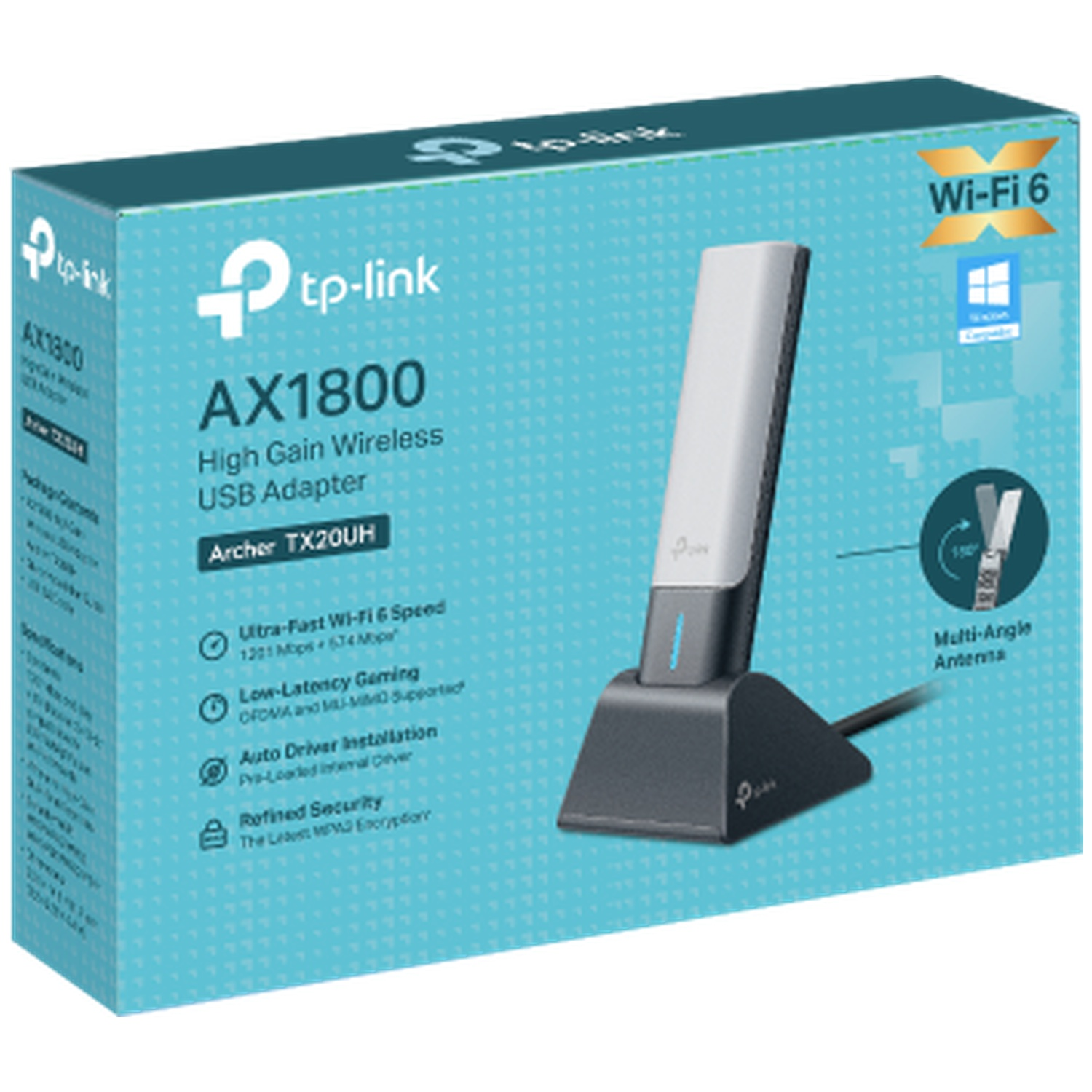 TP-Link AX1800 Wi-Fi 6 USB adapter op de verpakking