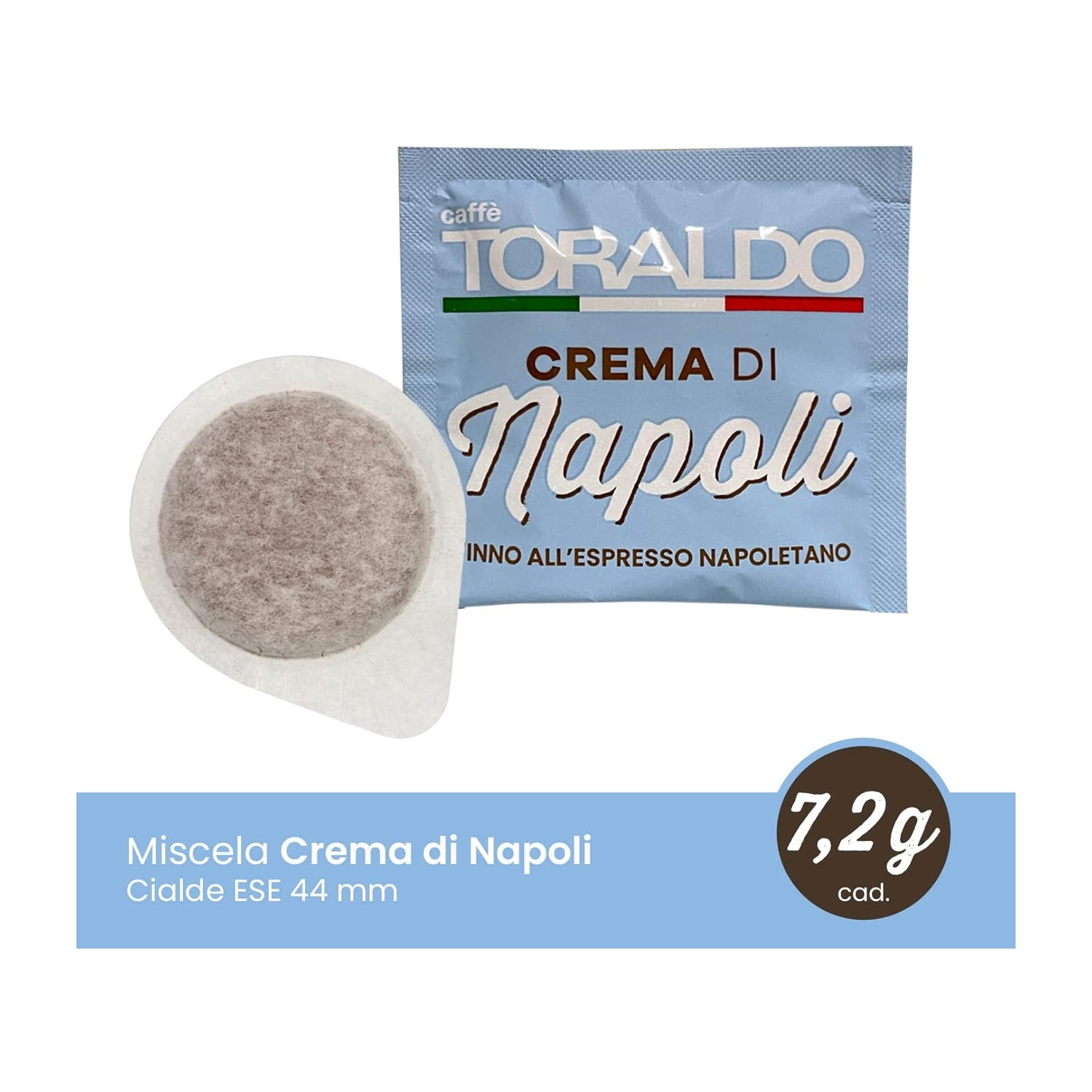Una cialda Toraldo Caffè Crema di Napoli da 7,2g.