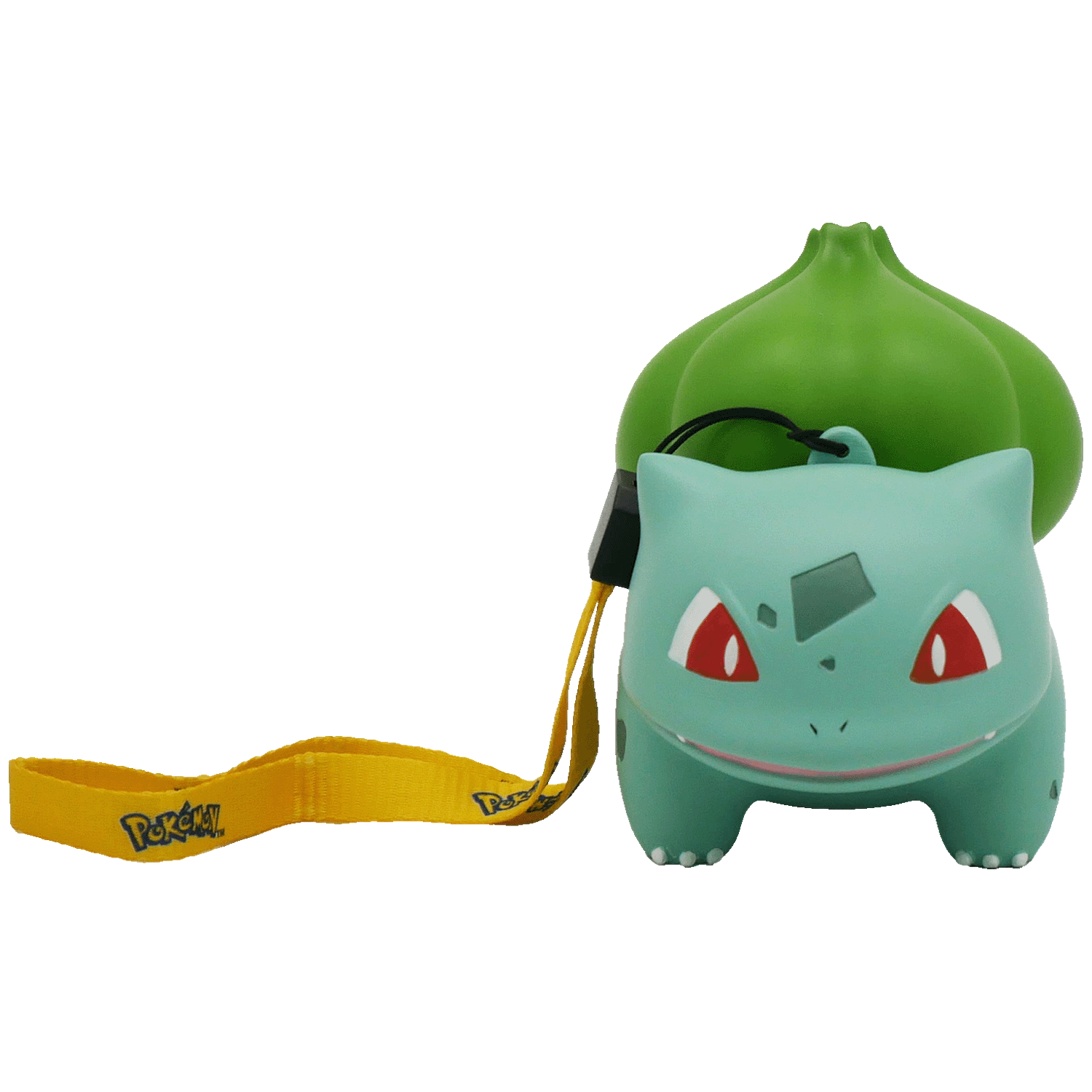 Groene Pokemon Bulbasaur-vormige bedel met een gele Pokemon-band.