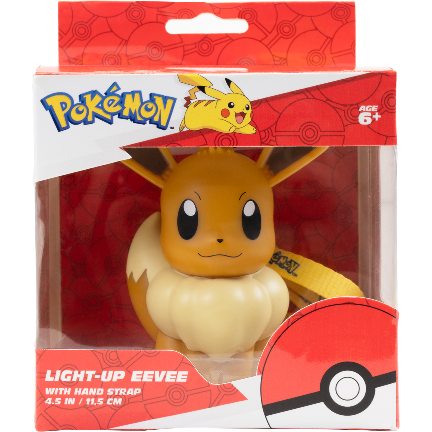 Doos met Pokémon "Light-Up Eevee" speelgoed met handvat.