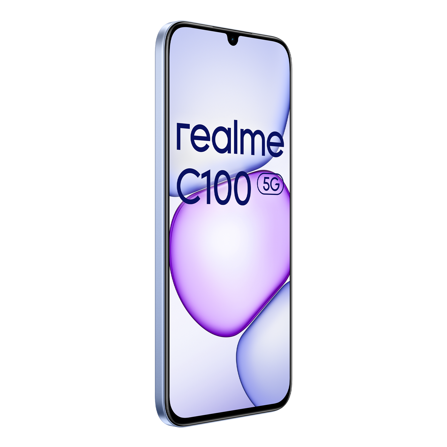 Un smartphone Realme C100 5G con un patrón ondulado en su pantalla.