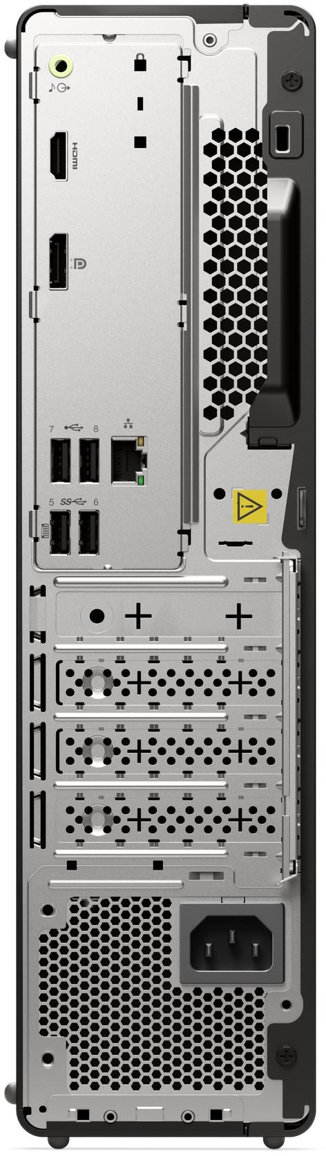 PC hátulja portokkal: HDMI, USB, audio, tápcsatlakozó.