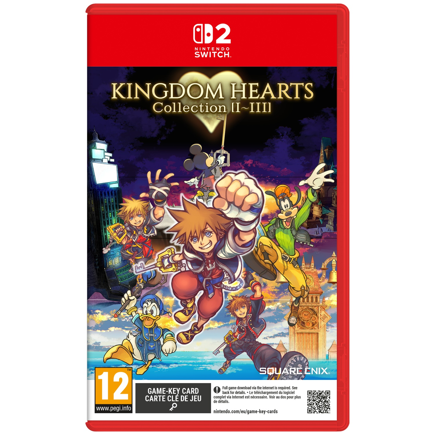 Kingdom Hearts Collection game cover. Sora, Donald, Goofy, Mickey en Riku zijn afgebeeld.