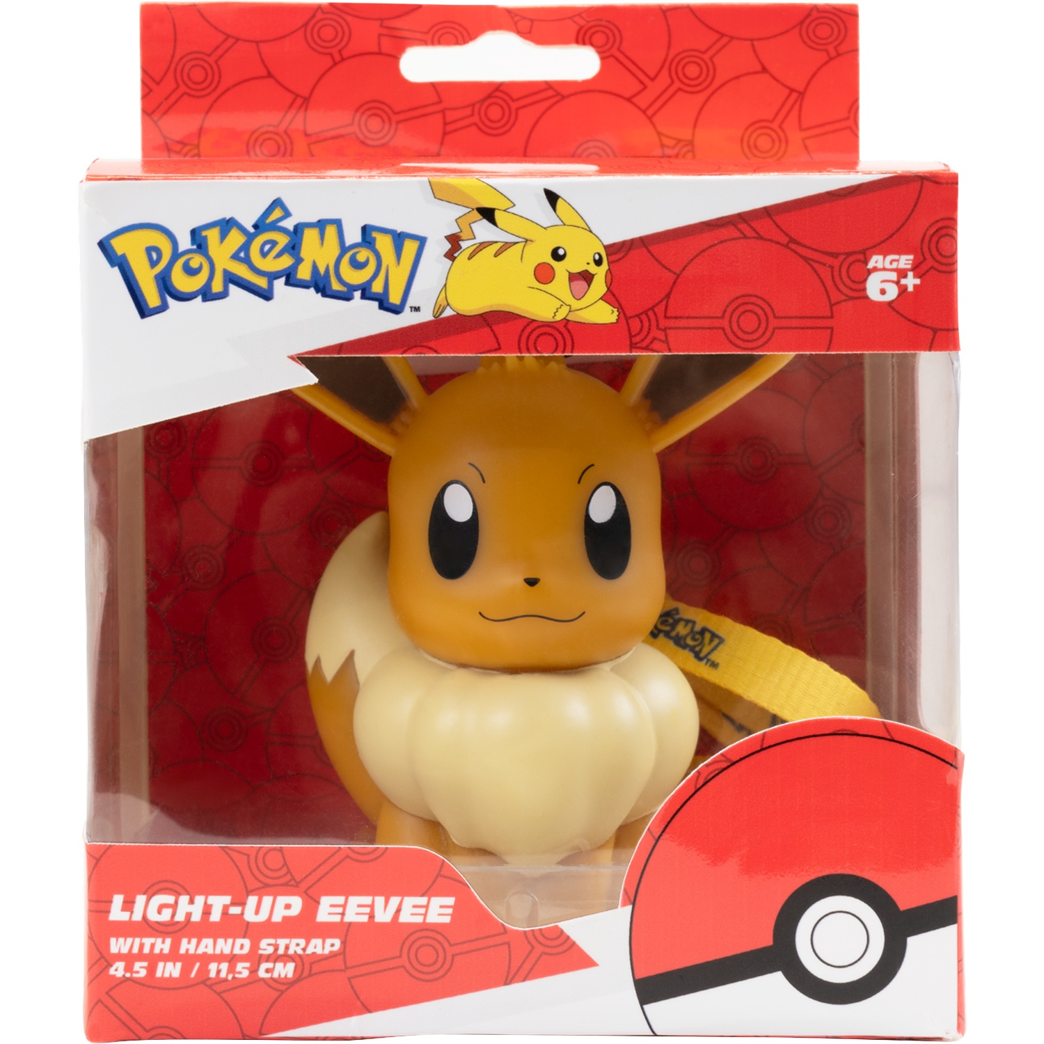 Pokemon Eevee lichtgevend speelgoed in doos met Pikachu en Pokeball design. Vanaf 6jr.