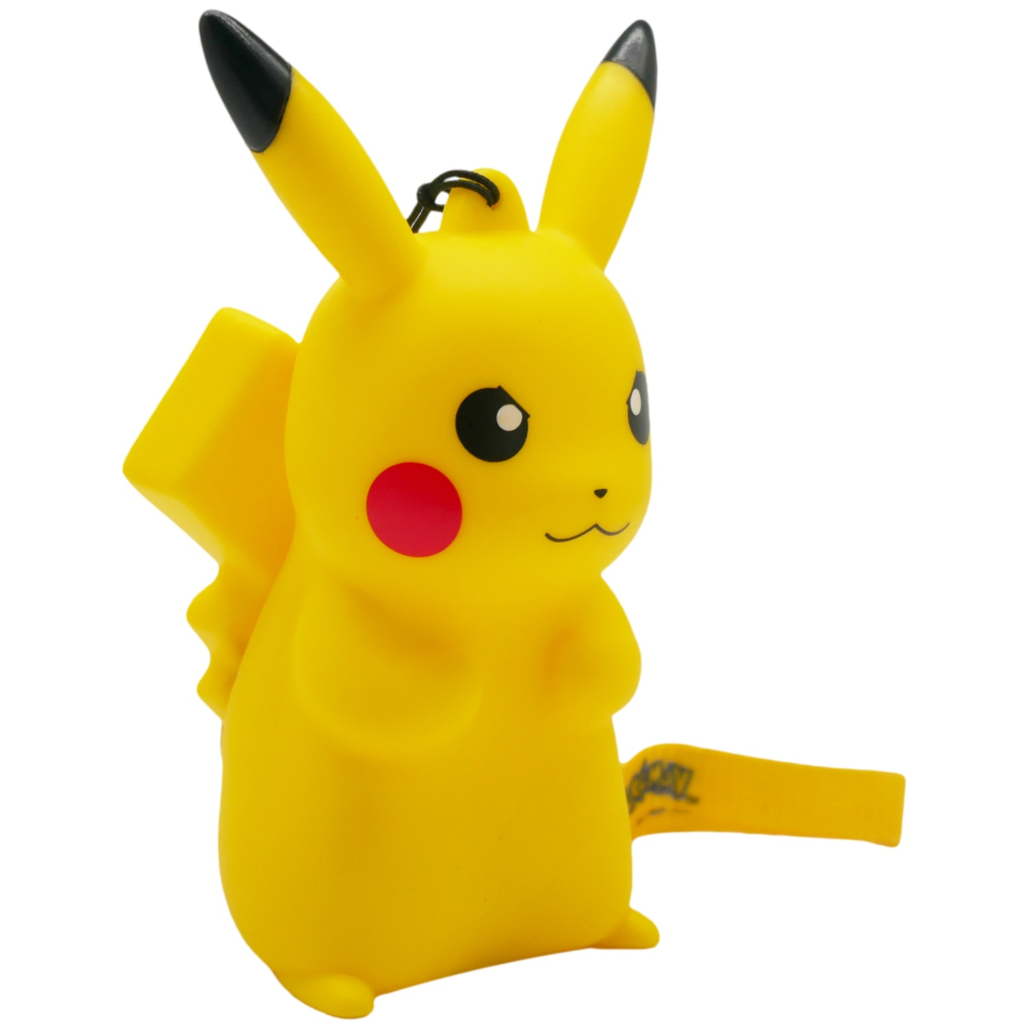 Gele Pikachu-speeltje met zwartpuntige oren en een rode wangcirkel.