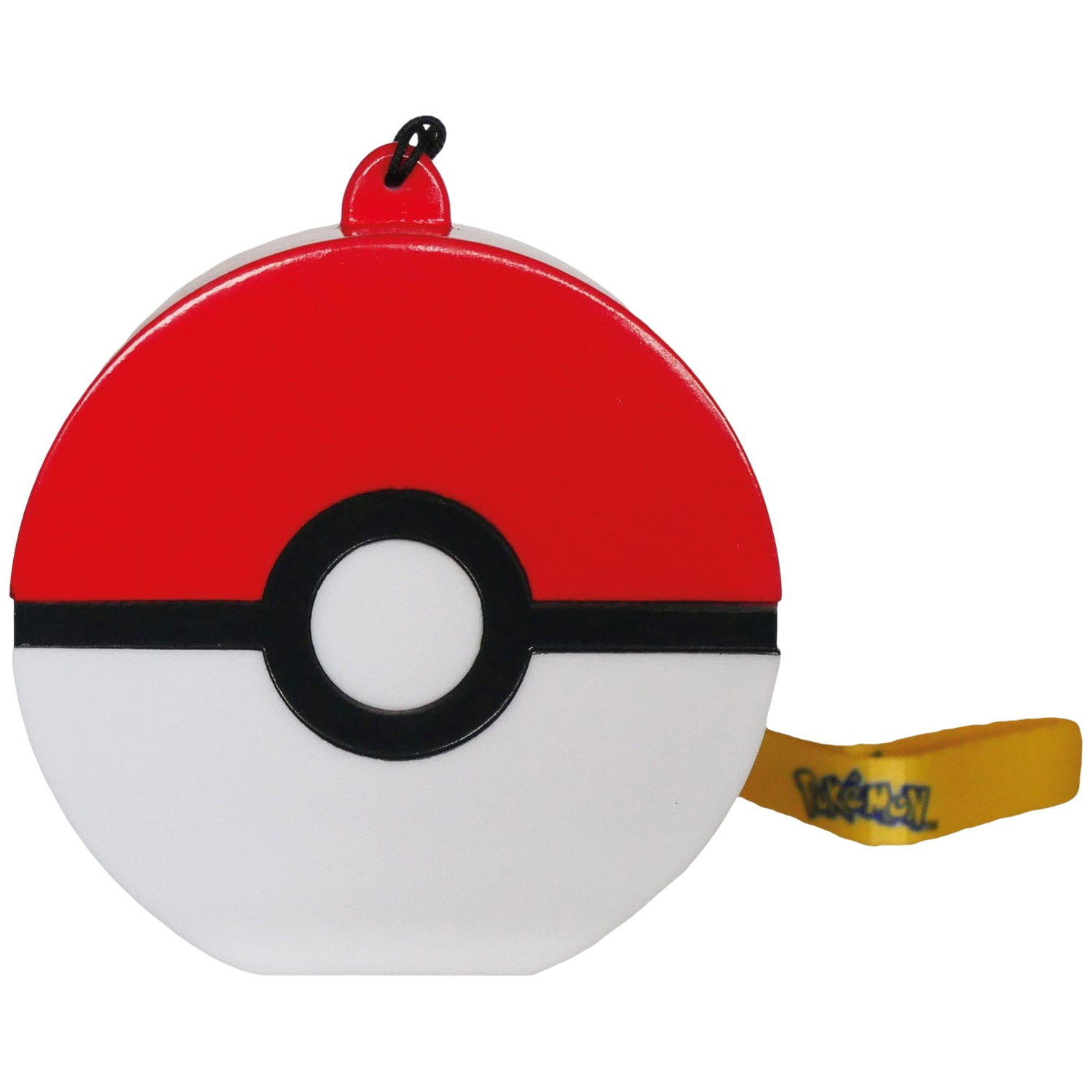 Rode en witte Poké balvorm met geel bandje en Pokémon-logo.