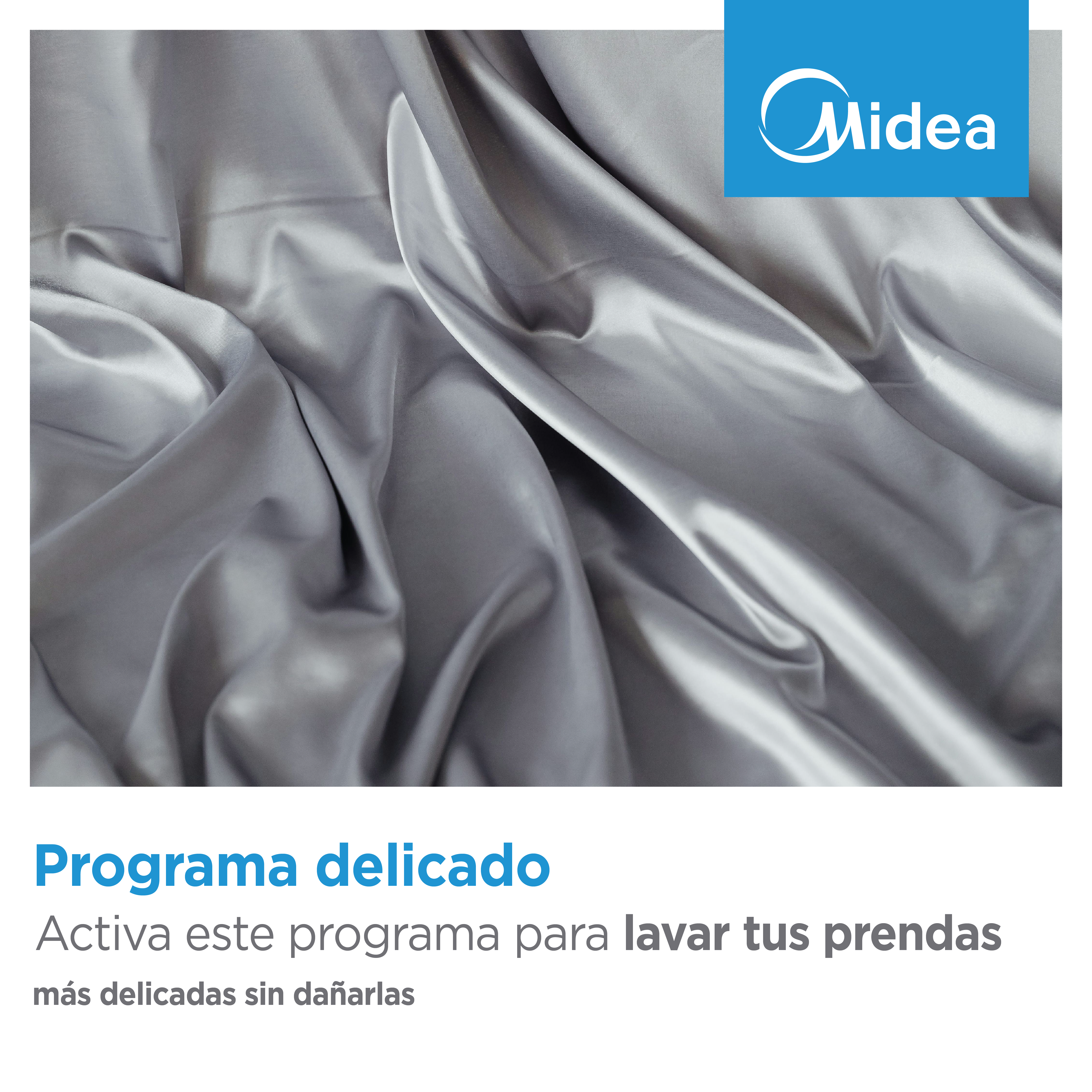 Tejido plateado con logo de Midea.