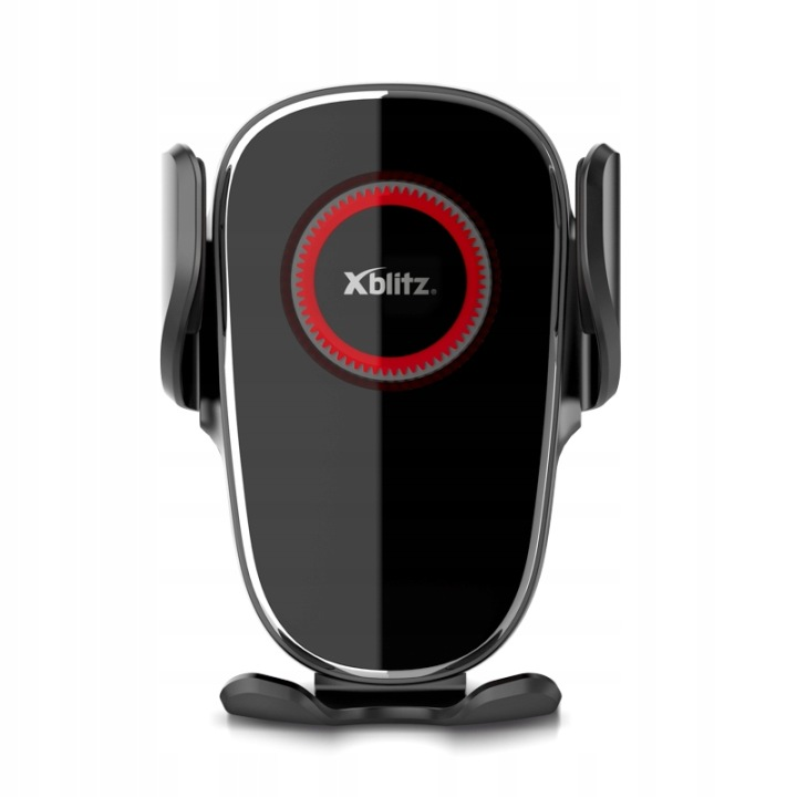 Czarny uchwyt na telefon z czerwonym kółkiem i logo "Xblitz".