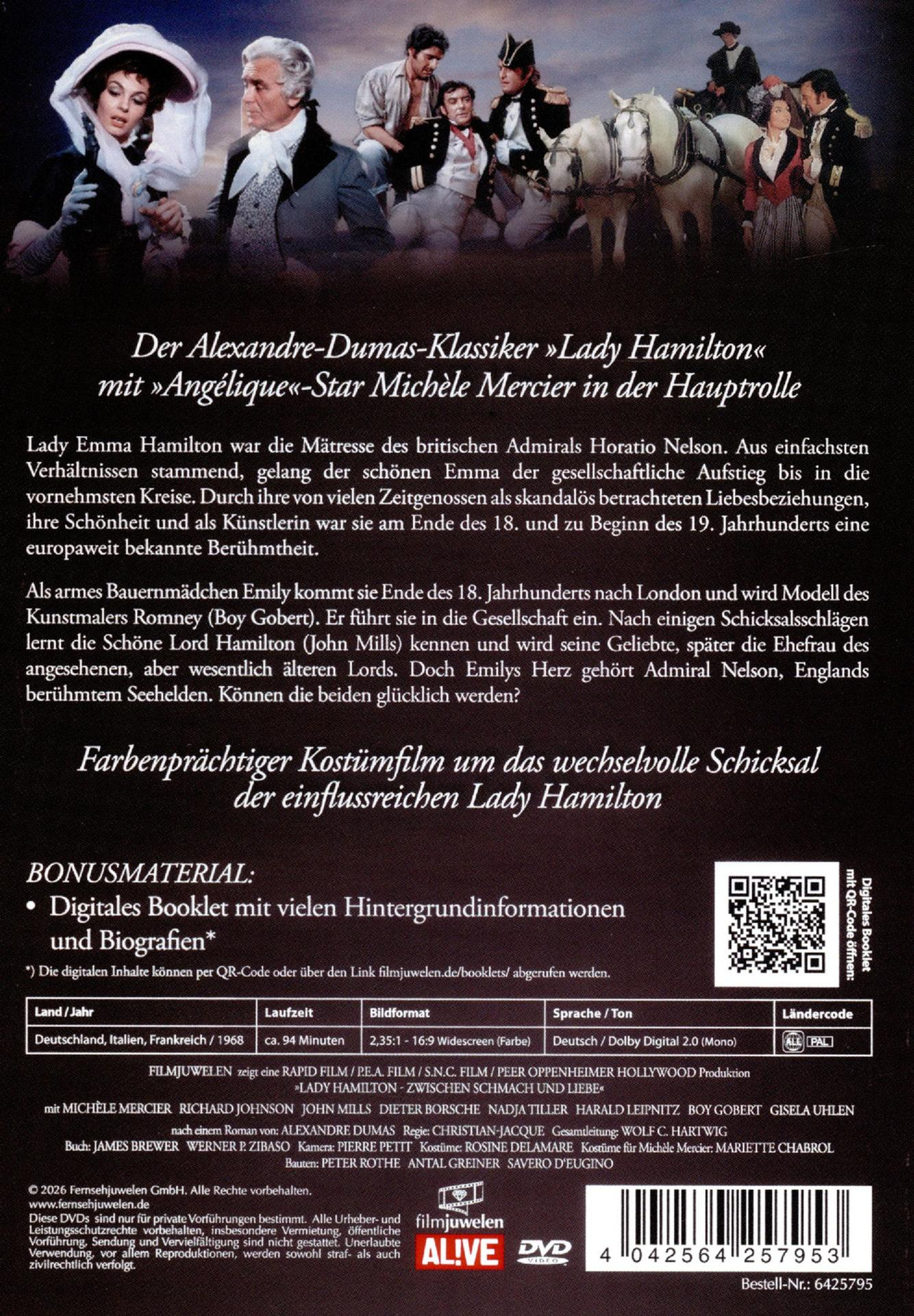 Filmplakat mit Schauspielern, Pferden und Kutsche. Titel: Lady Hamilton.