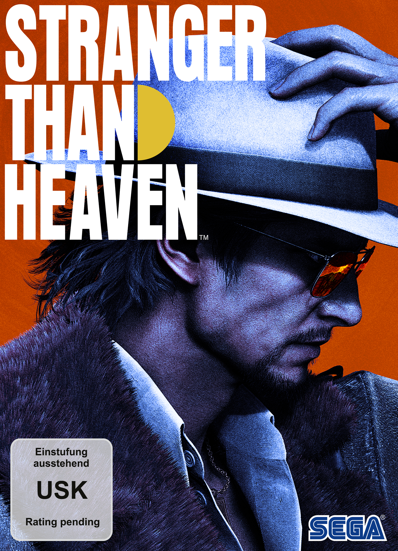 Ein Mann mit Hut und Sonnenbrille trägt einen Pelzmantel. Titel: Stranger Than Heaven.