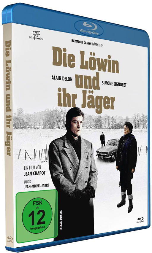Blu-ray Cover: Alain Delon und Simone Signoret in Die Löwin und ihr Jäger.