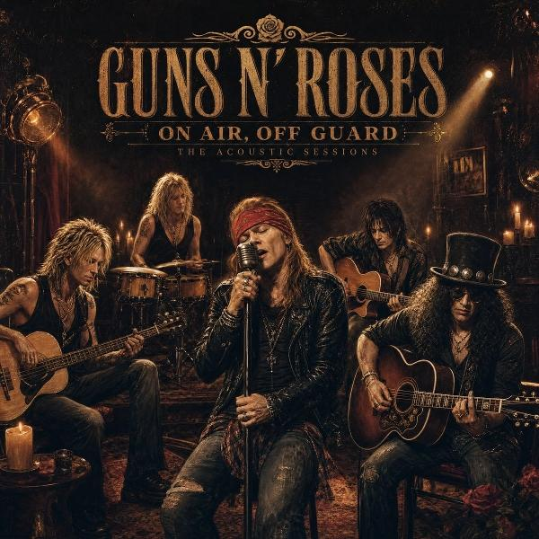 Guns N' Roses Band spielt akustisch in einem dunklen Raum mit Kerzenlicht.
