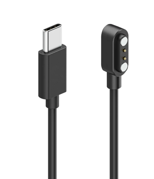 Ein schwarzes USB-C-Kabel und ein Ladekabel mit magnetischem Anschluss.