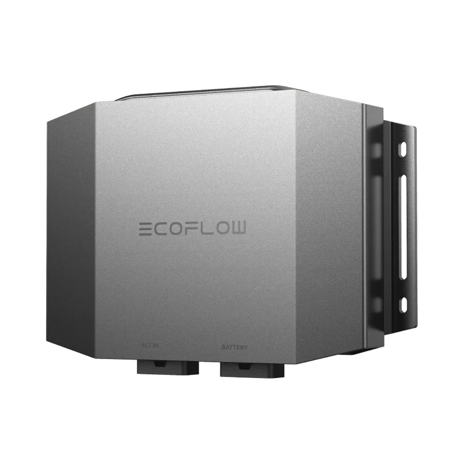 Scatola grigia con logo ECOFLOW e connettori per ALT IN e BATTERY.