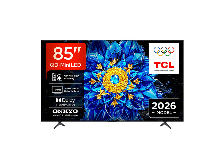 TCL 85P8L TV MINI LED, SMART TV, 85 ”, QD-Mini Processore AiPQ A73, Black, Classe E