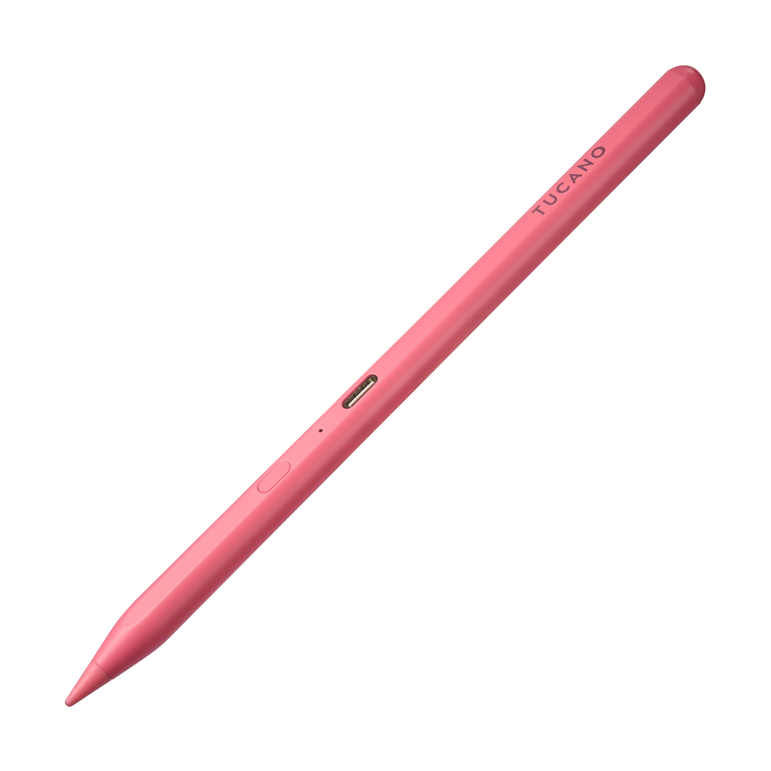 Uno stilo rosa con logo Tucano, isolato su sfondo bianco.