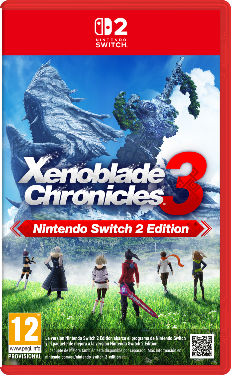 Portada del juego Xenoblade Chronicles 3 para Nintendo Switch con personajes y paisajes.