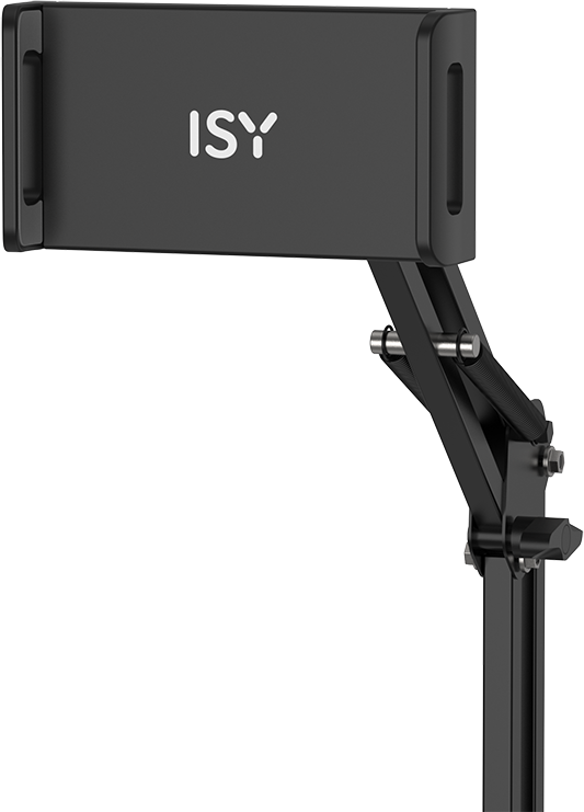 Fekete ISY telefontartó csuklókarral és bilinccsel.