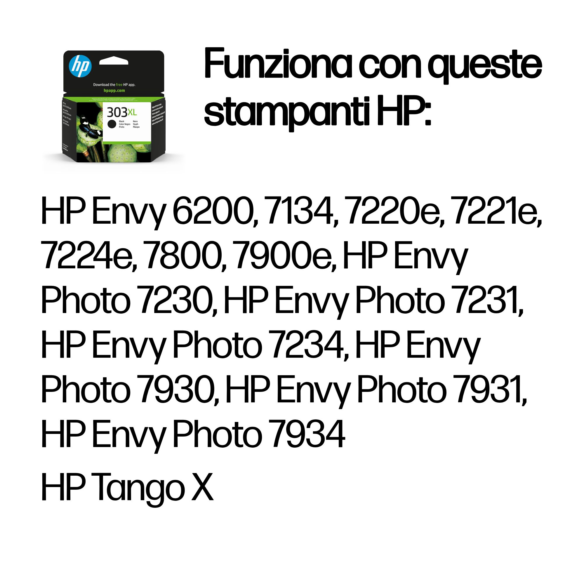 Cartuccia d'inchiostro HP 303XL con farfalla su loto. Compatibile con stampanti HP Envy.