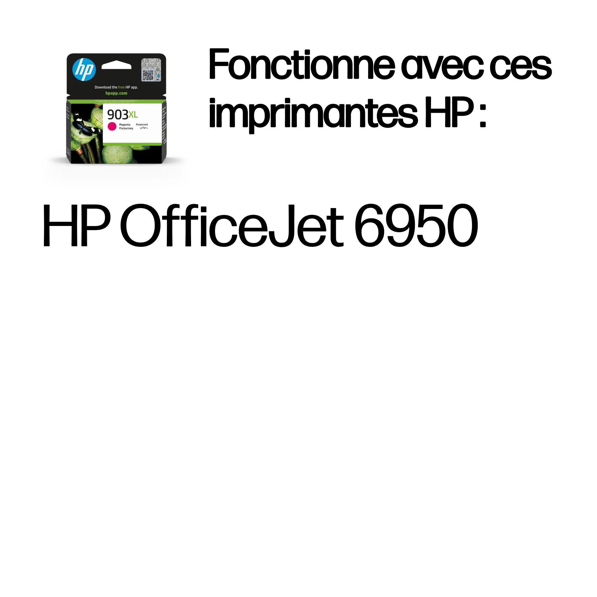 Cartouche d'encre HP 903XL Magenta pour imprimante HP OfficeJet 6950.