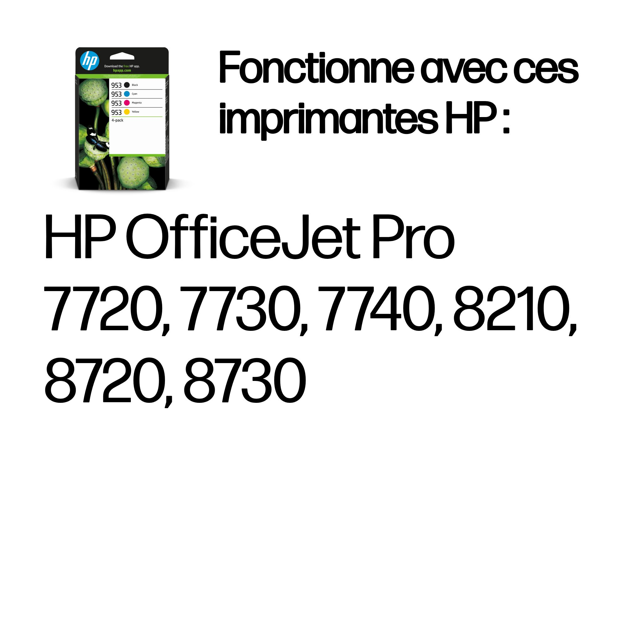 Pack de cartouches d'encre HP pour imprimantes HP OfficeJet Pro.