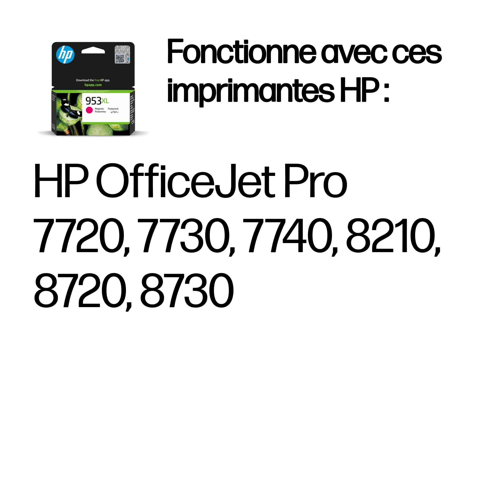 Cartouche d'encre magenta HP 953XL pour imprimantes HP OfficeJet Pro.