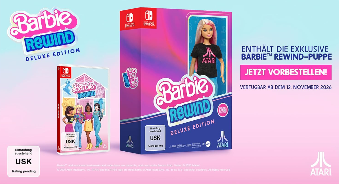 Barbie Rewind Deluxe Edition für Nintendo Switch mit Barbie-Puppe. Jetzt vorbestellen.