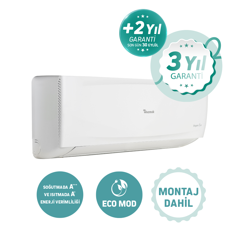 Garantili ve verimli beyaz klima. Montaj dahildir. Baymak markası.