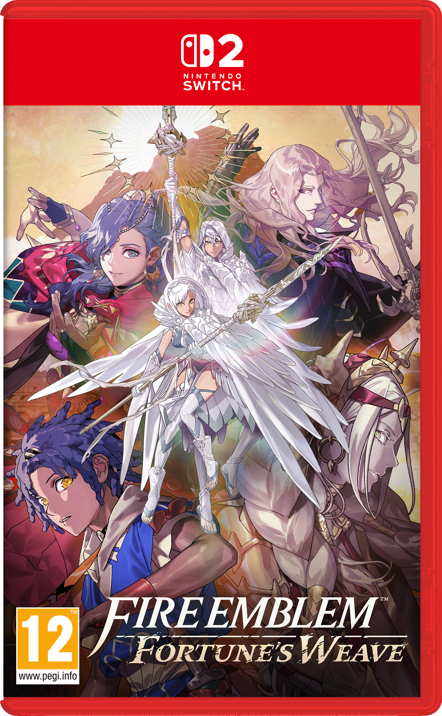Fire Emblem: Fortune's Weave Nintendo Switch-Spielcover mit mehreren Anime-Charakteren.