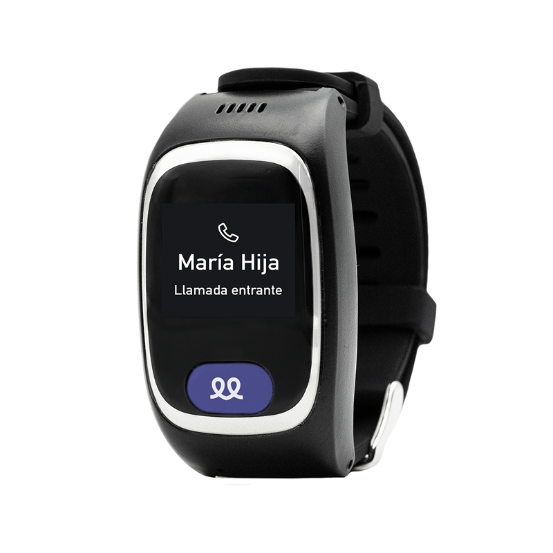 Reloj inteligente negro con llamada entrante de María Hija.