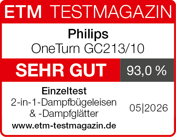 ETM Testmagazin: Philips OneTurn GC213/10, SEHR GUT, 93%, Einzeltest