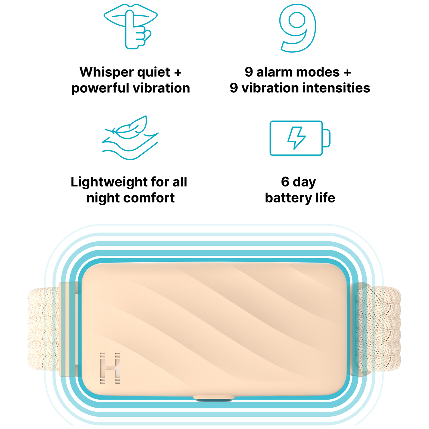 Quiet, powerful vibration, lightweight, 9 modes, 9 intensities, 6-day battery.